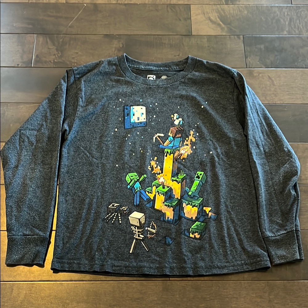 Gray Long Sleeve Shirt with Graphic Design 6-8